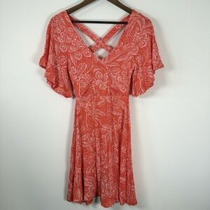 Women's Rip Curl‎ Floral Sundress Orange Hawaiian Flower Size Small